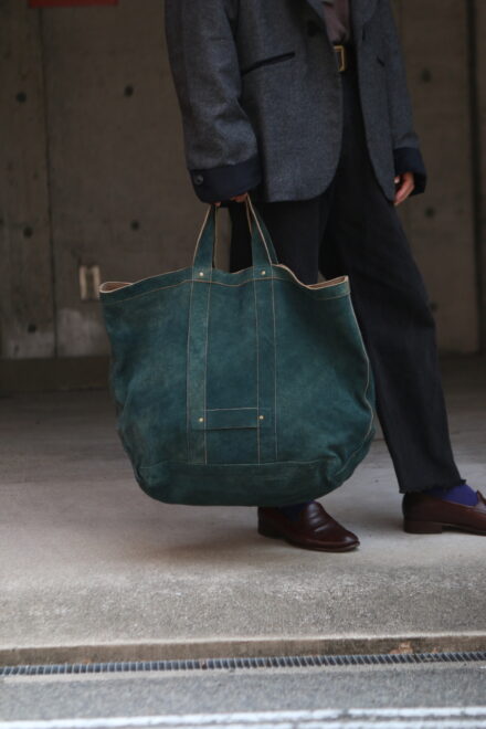 ［SEVEN BY SEVEN］LEATHER TOTE BAG - Green SEVEN BY SEVEN - LEATHER TOTE BAG ‐Goat suede Antique finish